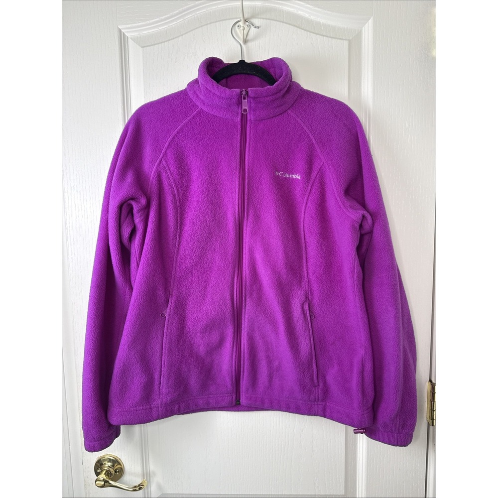 COLUMBIA Ladies Purple Full ZIP Fleece Jacket Multi Zip  Pockets - Size Medium